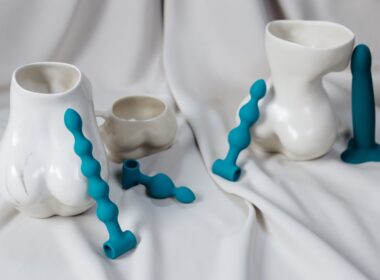 A Ceramic Vases Near the Blue Sex Toys